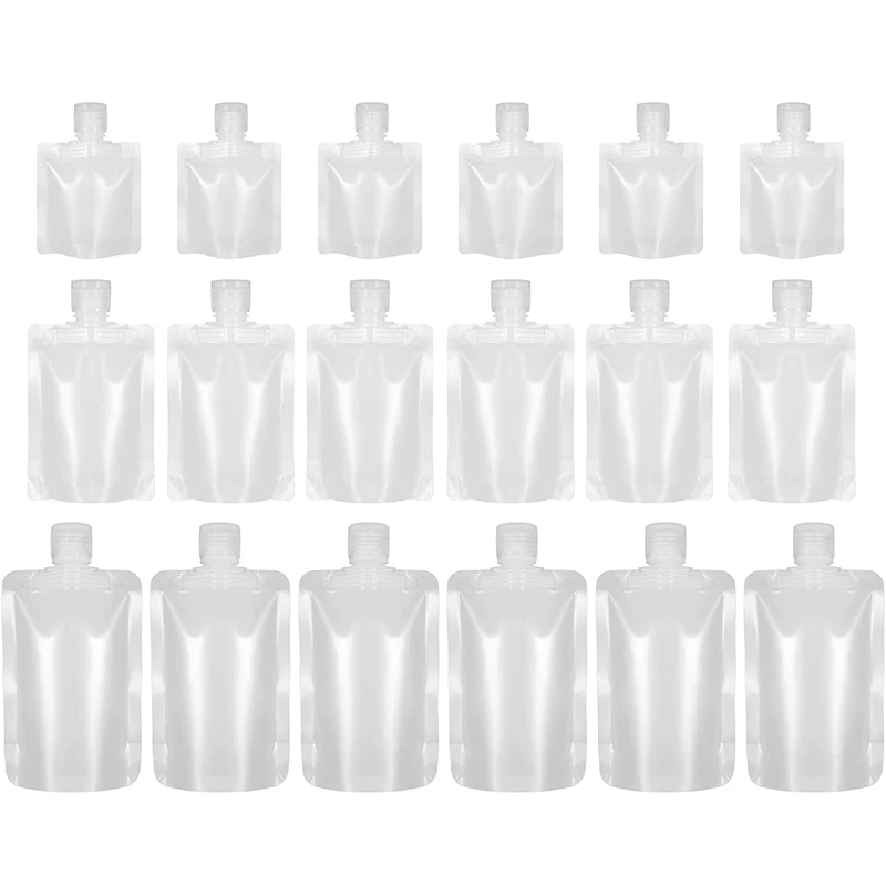 5Pcs 30ml/50ml/100ml Travel Size Empty Squeezable Stand Up Pouch For Toiletry Lotion Shampoo Shower Gel Bags Cosmetic Containers