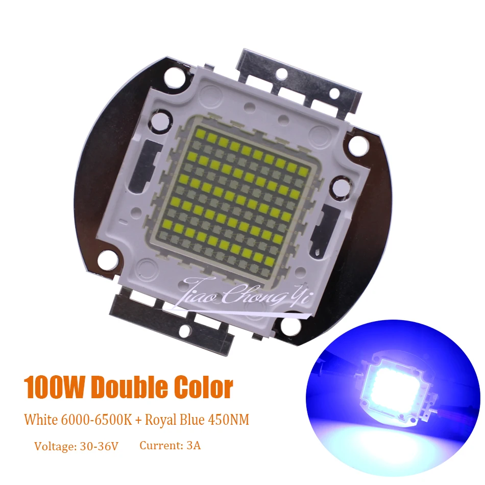 100 Вт 50 двухцветный светодиод белого цвета 6000 К + королевский синий 450 нм 28-36 В