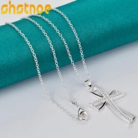925 sterling silver 16 30 inch chain aaa zircon cross pendant necklace for women engagement wedding gift fashion charm jewelry