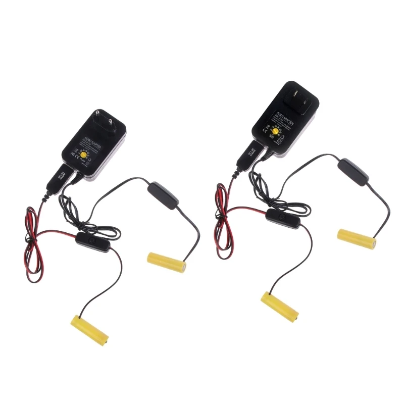 

N58E Adjustable Voltage 1.5V 3V 4.5V 6V 9V 12V AA Eliminator Cable for Toy LED lamps Remote Control Electronics