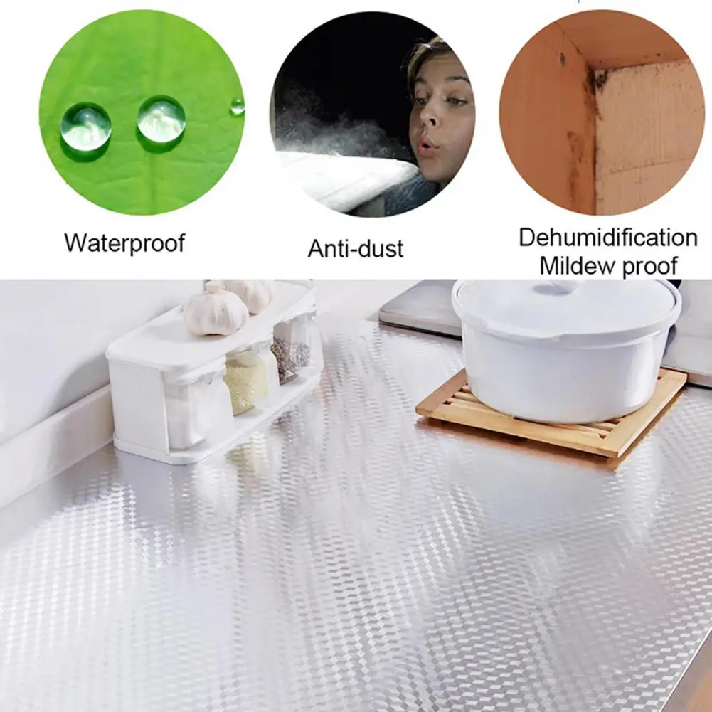 

Oilproof Sticker No Residue Silver Color Heat Resistant Kitchen Sticker Aluminum Foil Sticker Kitchen Sticker 1 Roll
