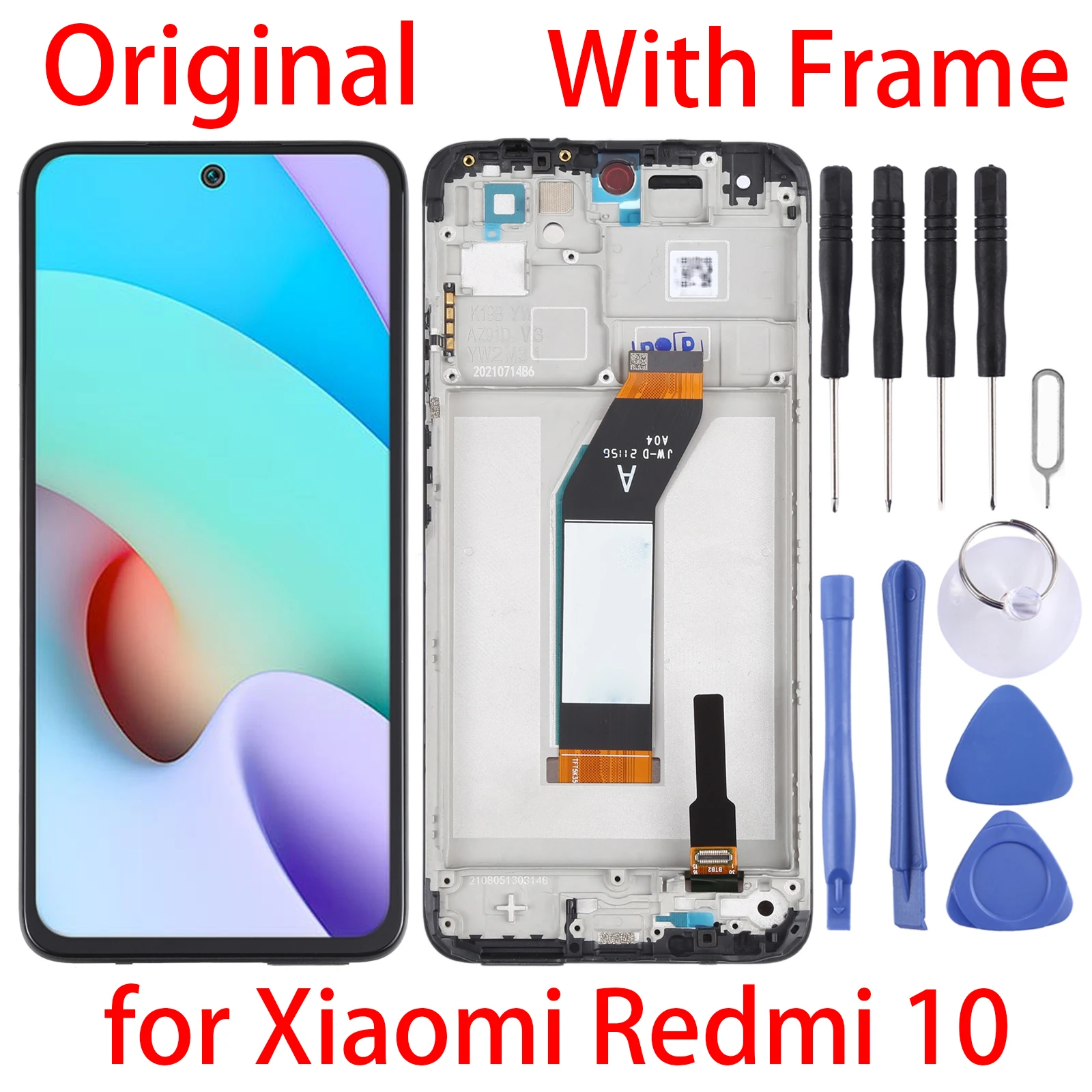 

Original LCD Screen and Digitizer Full Assembly With Frame for Xiaomi Redmi 10 21061119AG
