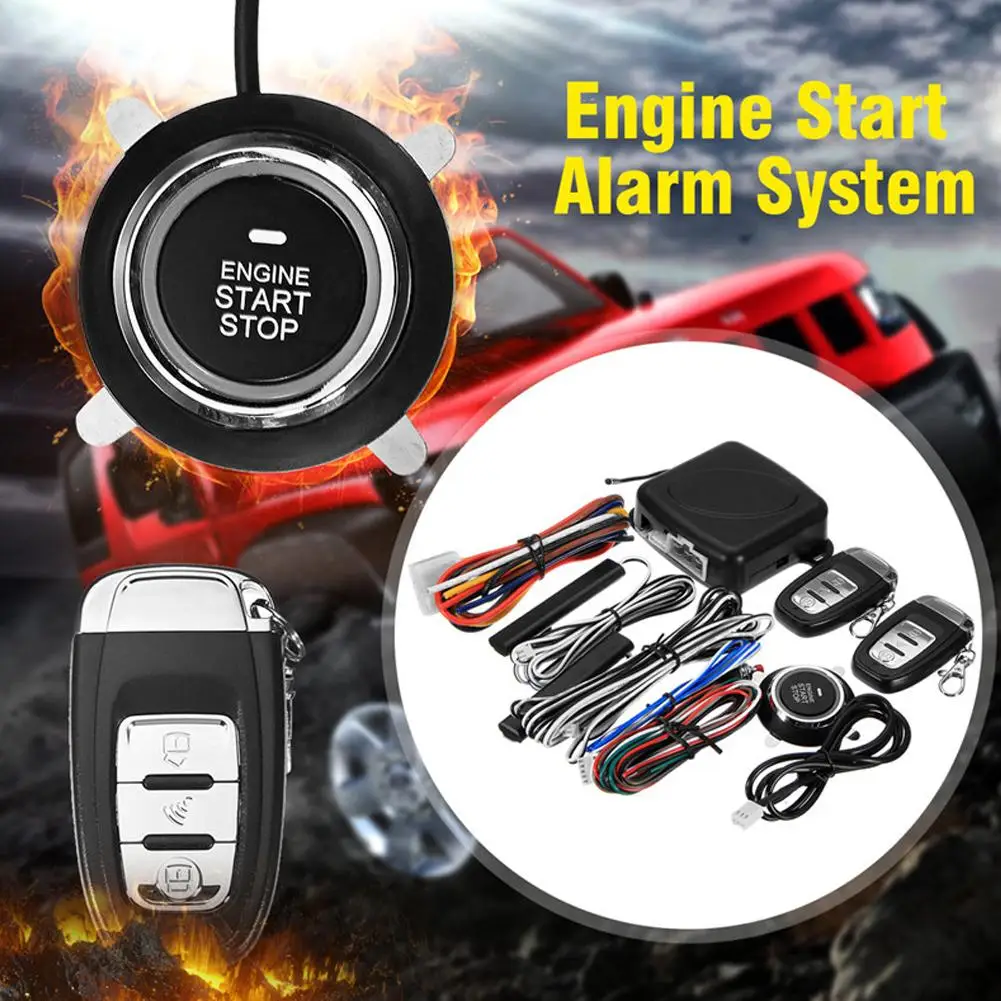 

9Pcs/Set Car SUV Keyless Entry Engine Start Alarm System Push Button Remote Starter Stop Auto