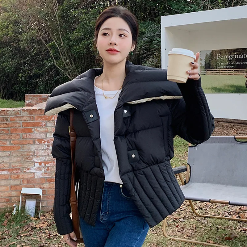 Lady Fashion Down Coats 2023 New High Quality White Goose Down Thick And Warm Crop Jacket HA5237