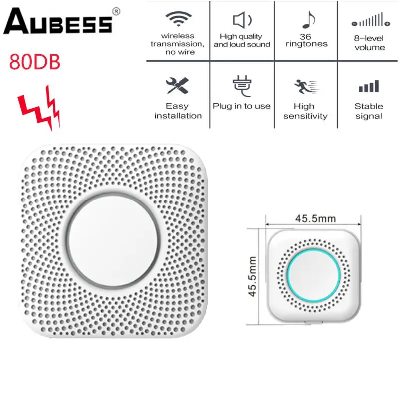 

Home Wireless Doorbell 433Mhz Smart Doorbell Remote EU US Plug Smart Door Bell LED Flash 36 Songs 8 Level Volumes Door Chimes