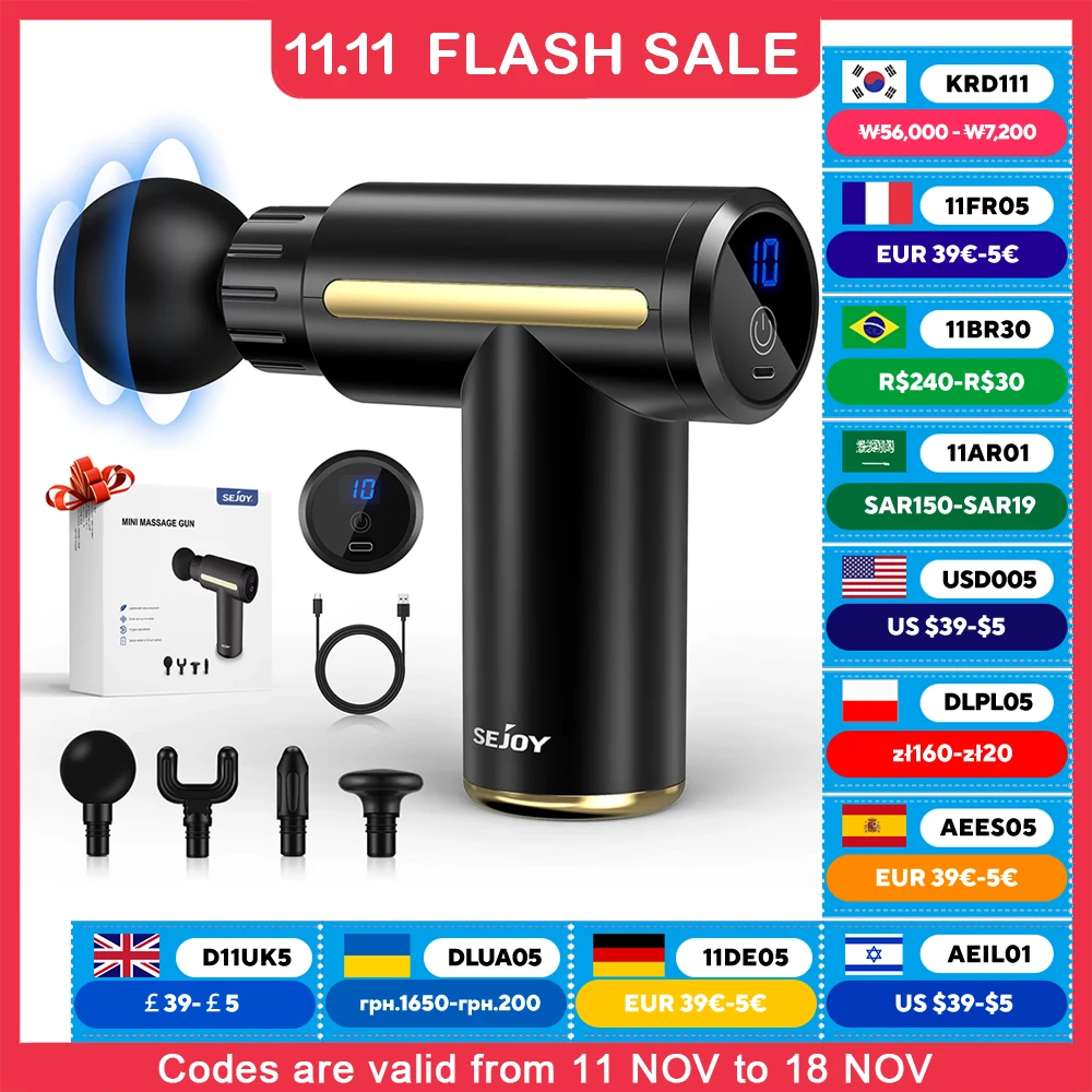 Вибратор для глубоких тканей SEJOY массажер мышц ручной массажный пистолет