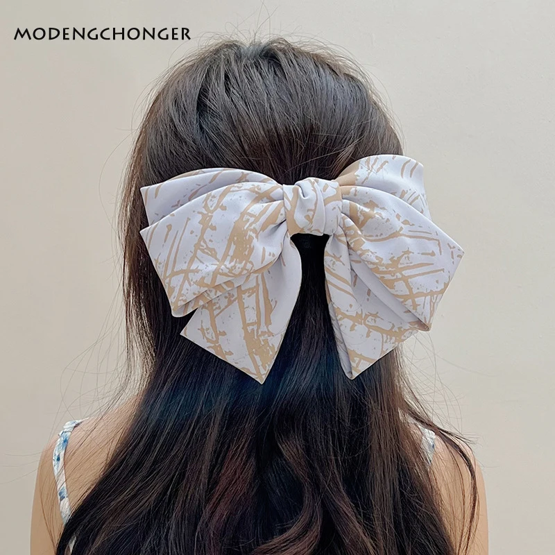 

Новинка, модная Корейская заколка с большим бантом, Весенняя заколка большого размера для женщин, верхняя заколка для девочек, заколка для в...