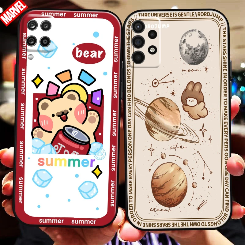 

Cute Cartoon Bear For Samsung Galaxy A11 A12 A21 A21S A22 A30 A31 A32 A42 A51 A52 A70 A71 A72 5G Phone Case Black Funda Soft