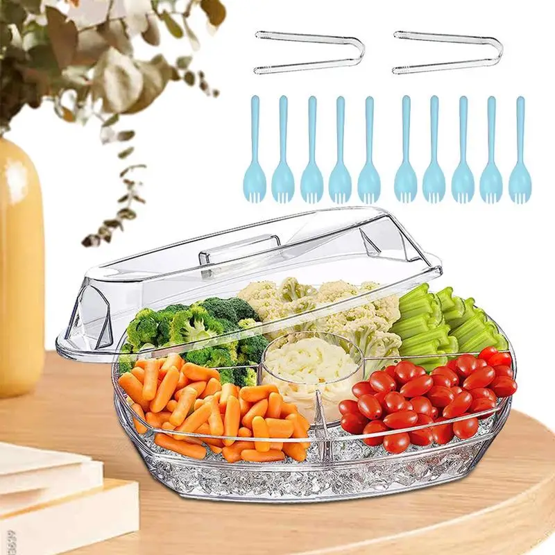 

Chilled Serving Tray Iced Serve Trays For Party Appetizer Serving Tray Refrigeration Function Maintain The Freshness Of Dining