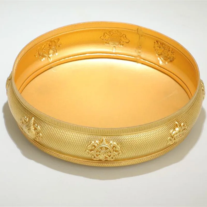 10 см Восемь символов благоприятности бусины манзы с золотым покрытием