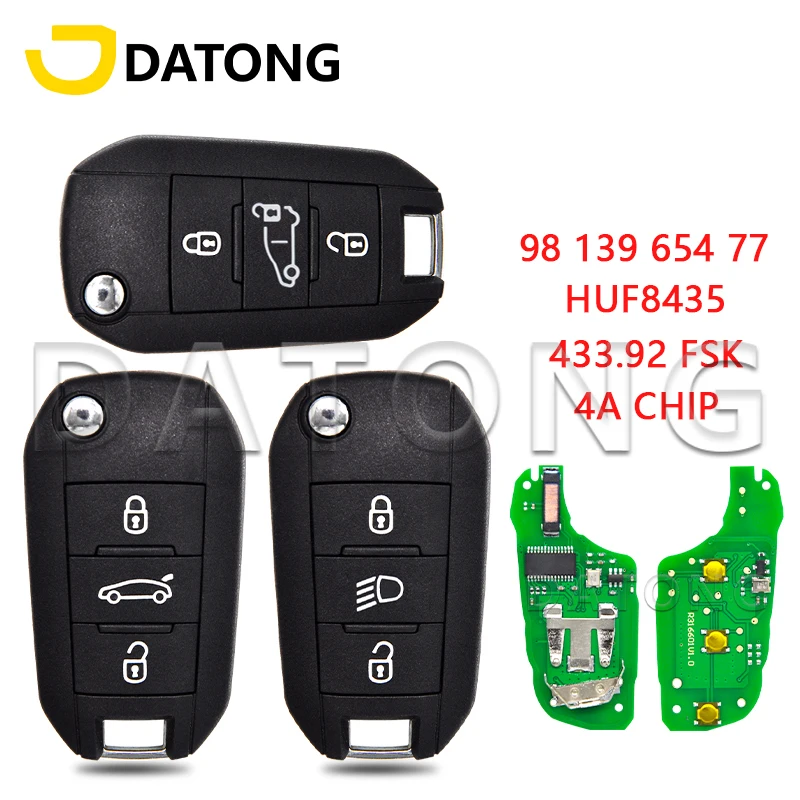 Автомобильный Дистанционный ключ Datong World для Peugeot 208 2008 308 508 Citroen C3 C4 C5 4A AES Chip 433.92FSK