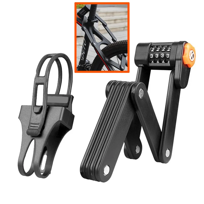 

Bicycle Lock Portable Bike Folding Password Lock Safety Anti-theft Bicycles 4 Dial Digital Secret Code Combination Locks