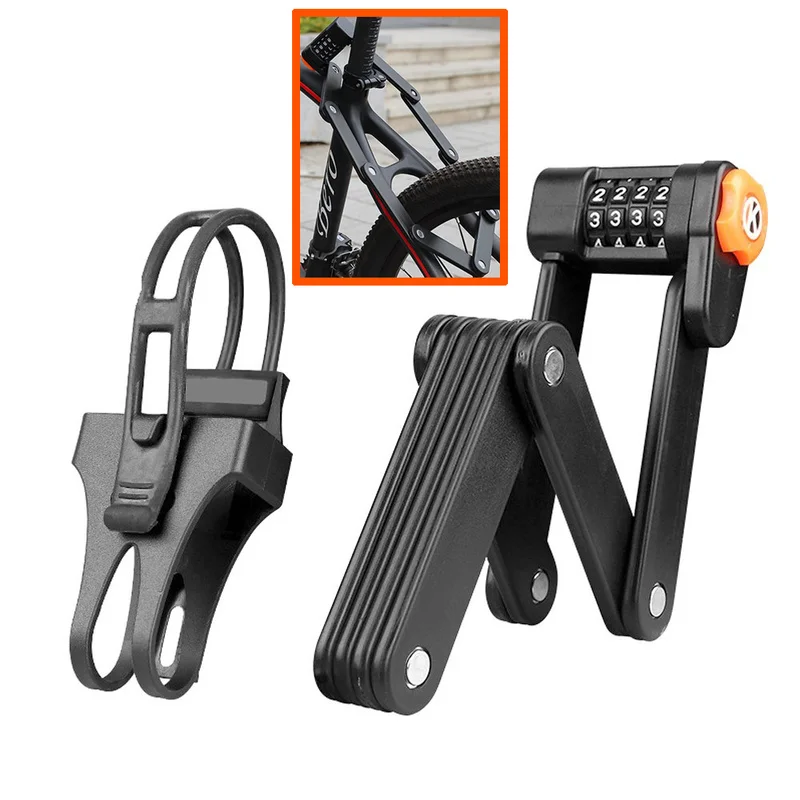 Bicycle Lock Portable Bike Folding Password Lock Safety Anti-theft Bicycles 4 Dial Digital Secret Code Combination Locks