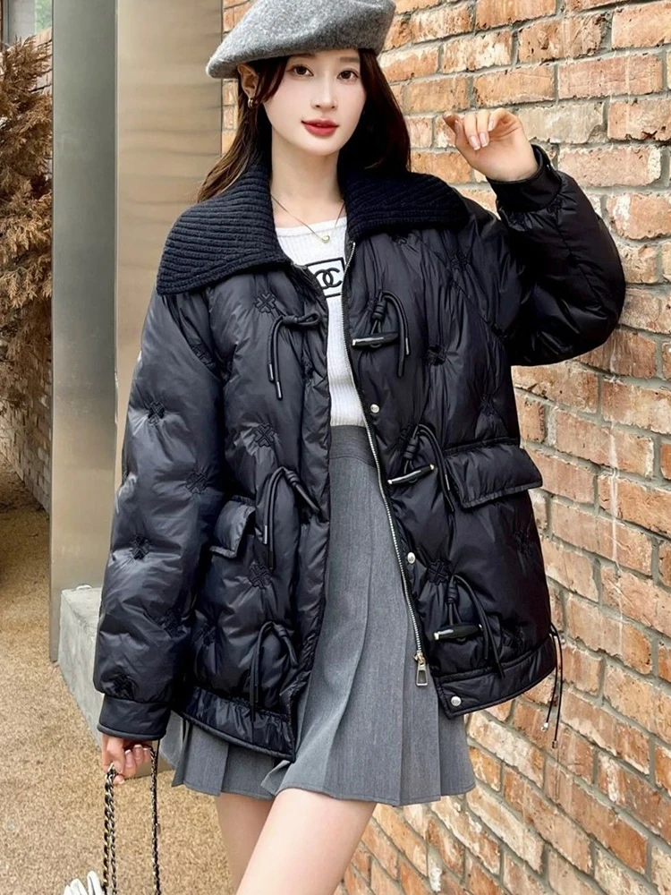 

KBAT 2022 Winter Women's Down Jackets Ultra Light Warm Parkas Casual Coat Loose Female Puffer Jacket Korean Overcoat