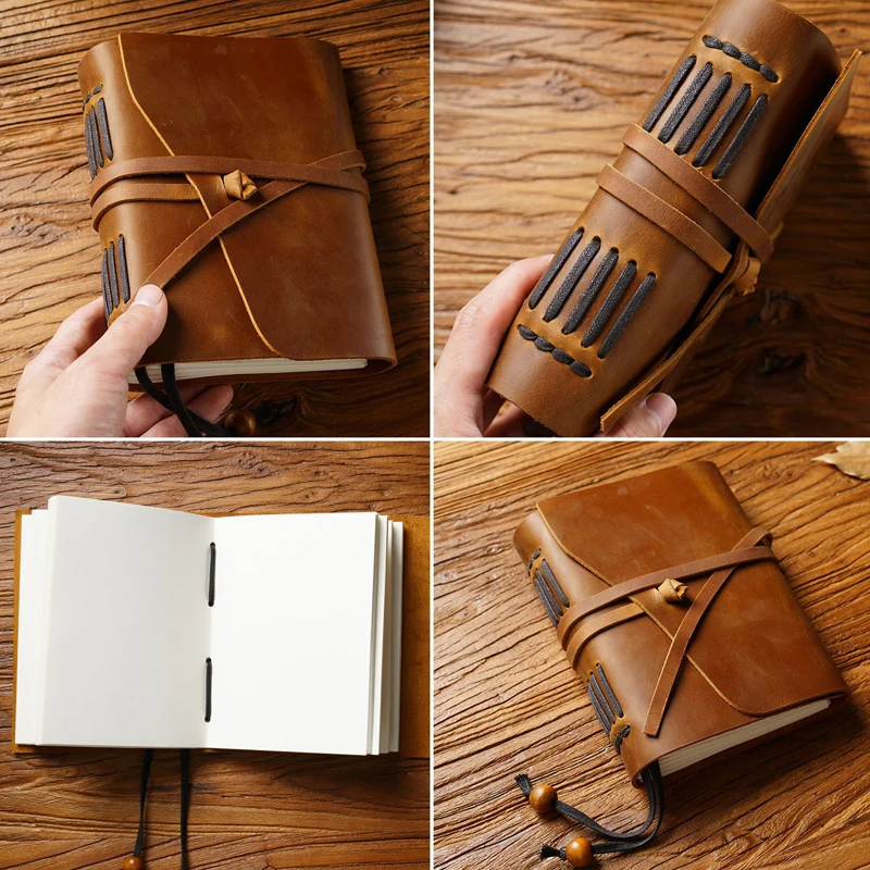 Handmade Genuine Leather Cover Notebook Sketchbook Retro Nature Cowhide Note Book Notepad Office Stationery School Supplies