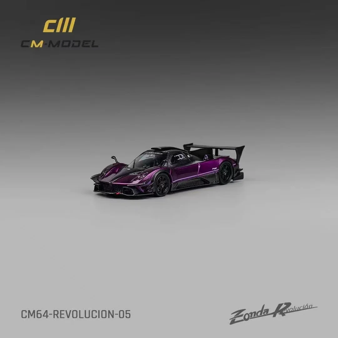PreSale CM 1:64 Zonda R Evolucion Track Version Carbon Purple Replaceable Wheels Diecast Diorama Car Model Collection Toys