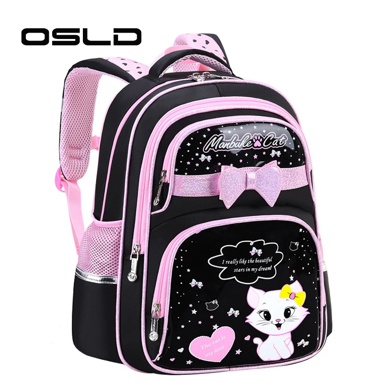 

OSLD Kids Backpack School Bags For Girls Cat Bag Student Bag School Backpack 1-3-6 Grade 6-12 Years Old Cute Children Backpack