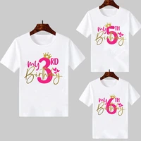 my 3 10th birthday number golden crown letters print baby clothes girl t shirt lovely children summer top white tshirt kids gift