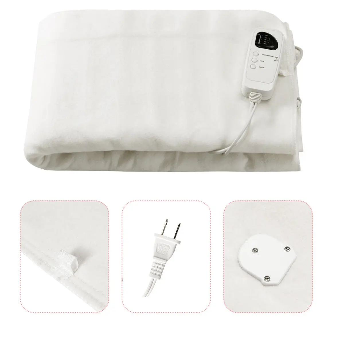 

Electric Heated Blanket Low-Voltage 5 Temperature Modes 8H Timer UL Twin Size