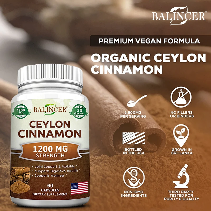 

Ceylon Cinnamon Capsules-helps Relieve Joint Pain, Regulates Blood Sugar Improves Brain Health, Antioxidant Andanti-inflammatory