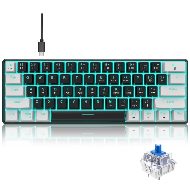 

Wire Mechanical Keyboard Mouse 61Keys RGB Backlit Gaming Keyboards for PC
