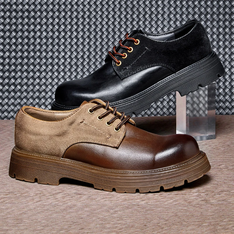 

High End Mixed Colors Men's Western Cowboy Work Shoes American Handmade Big Toe Genuine Leather Oxfords Mature Man