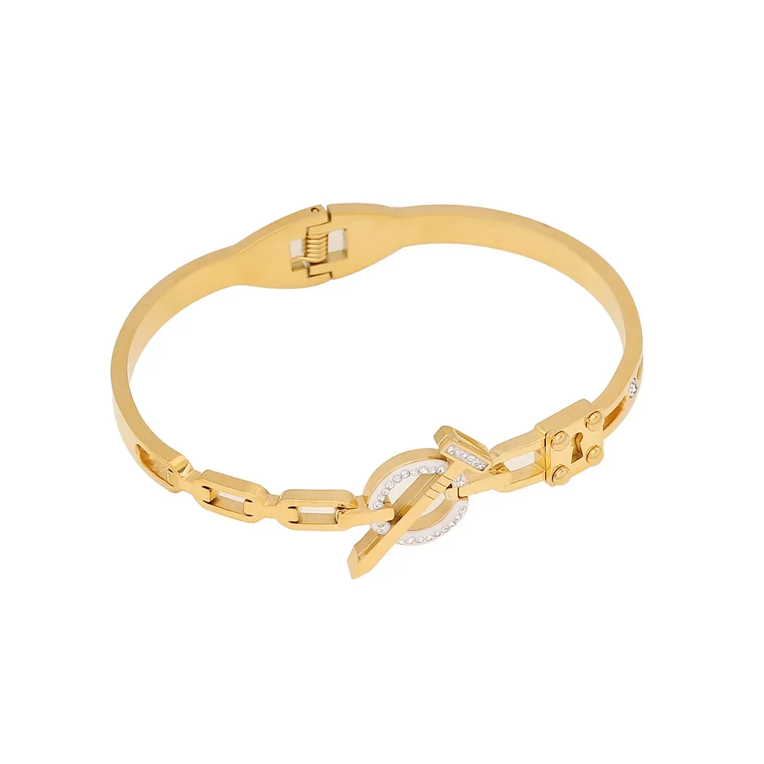 Женский браслет из нержавеющей стали с крестом и цветком