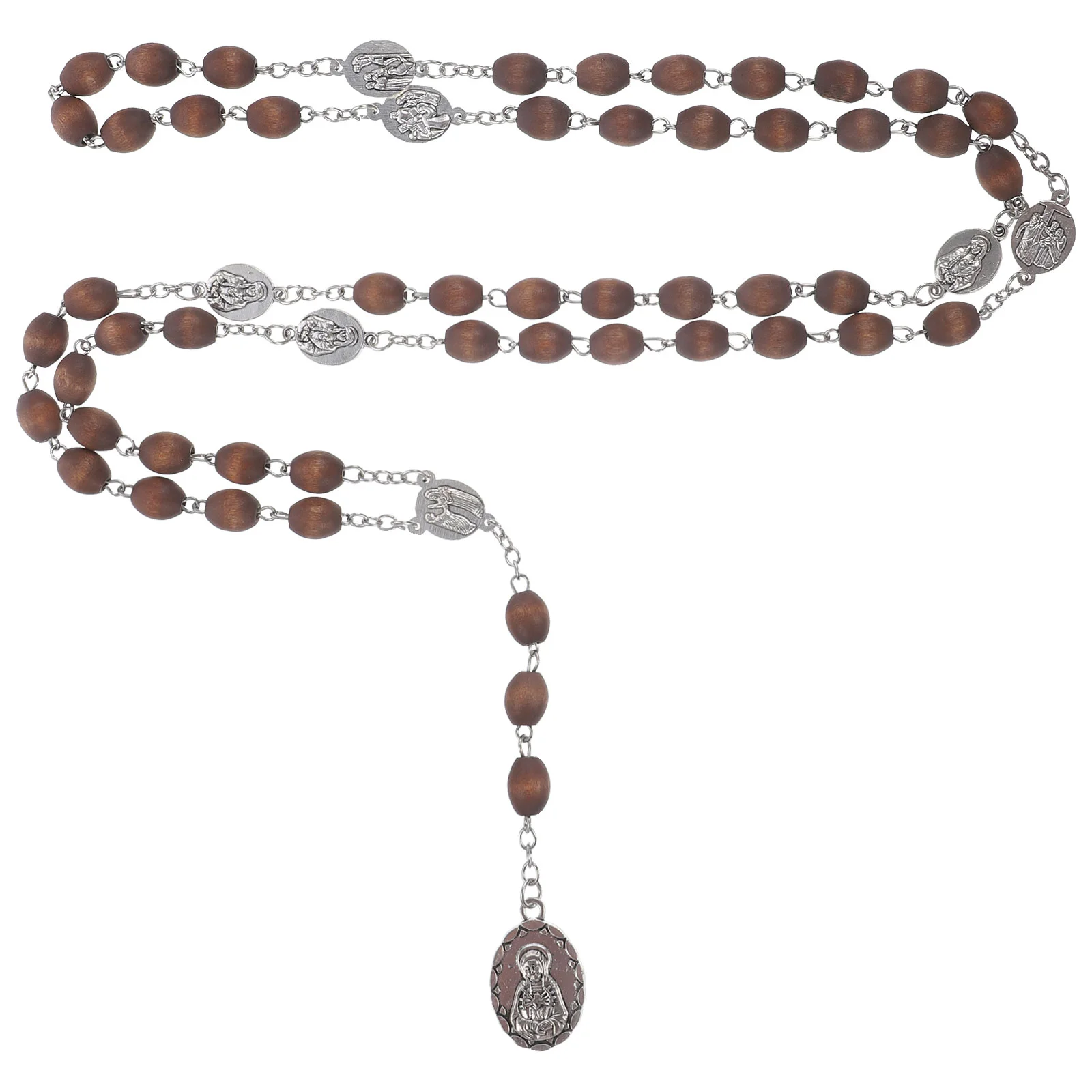 

Beaded Necklace Rosary Beads Chain Catholic Prayer Alloy Aesthetic Necklaces Women Miss Choker