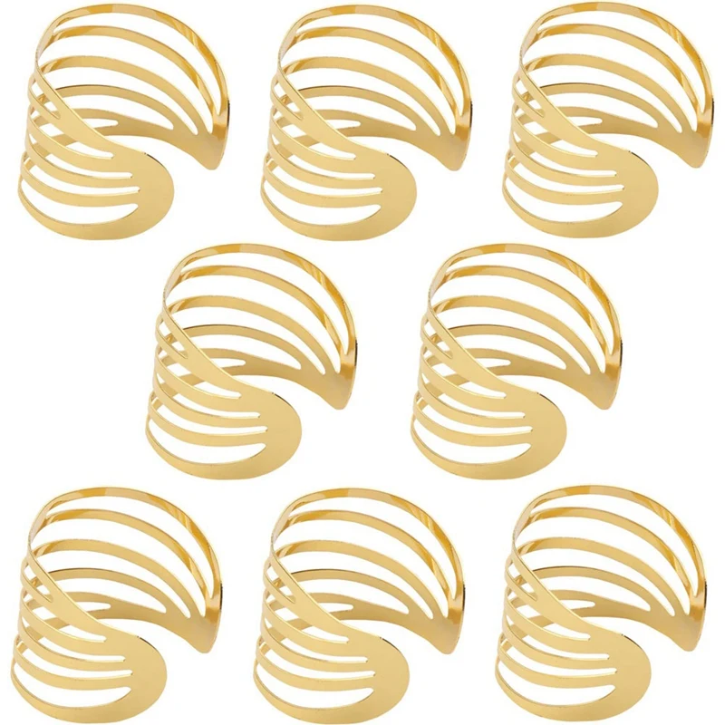 

Набор из 8 золотых колец для салфеток, полые кольца для салфеток с сумкой для хранения для домашнего стола