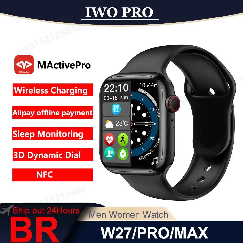

IWO W27 Pro/Max Smart Watch Series 7 Men Women Bluetooth Call NFC Wireless Charge Smartwatch Full Touch Screen Watch for Men