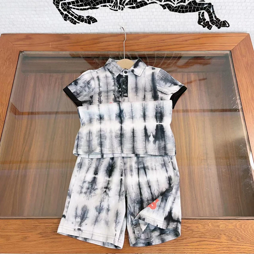 2023 New Summer Baby Boys Clothing Cotton Short Sleeve Kids Sets Black POLO Shirt Shorts 2Pcs Set Children Clothes Boy