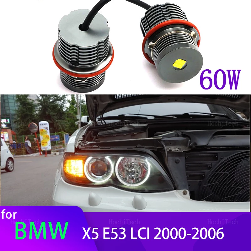 

60W CANbus LED Angel Eyes Marker Lights Bulbs Error Free White for BMW X5 series E53 3.0i 4.4i 4.6is 4.8is m54 M62 N62 2000-2006