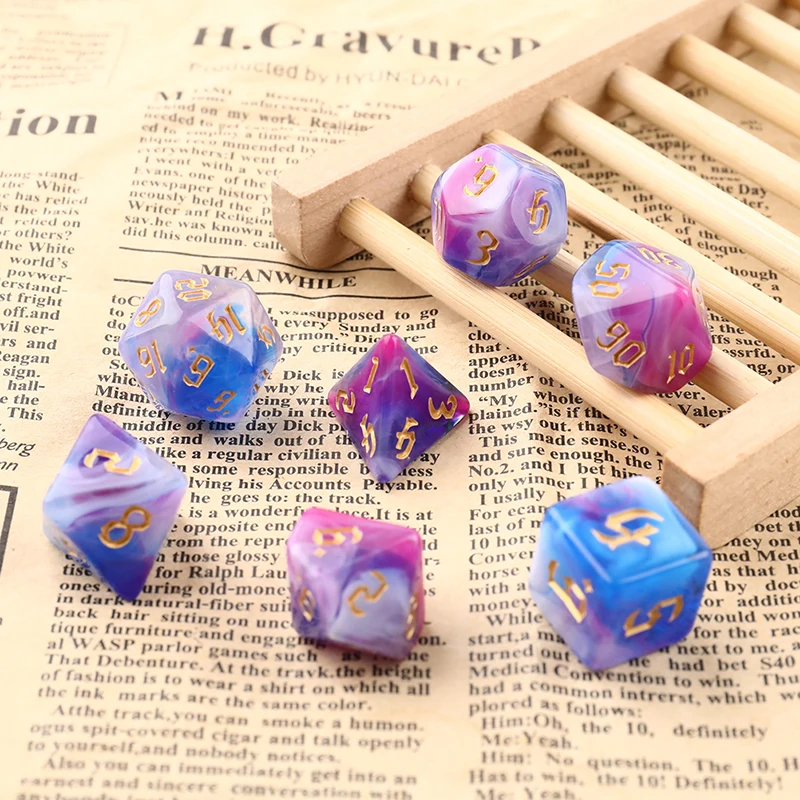 7-кости Polyhedral для настольных игр двухцветный вихревой набор ролевых игр/MTG D4 D6 D8 D10