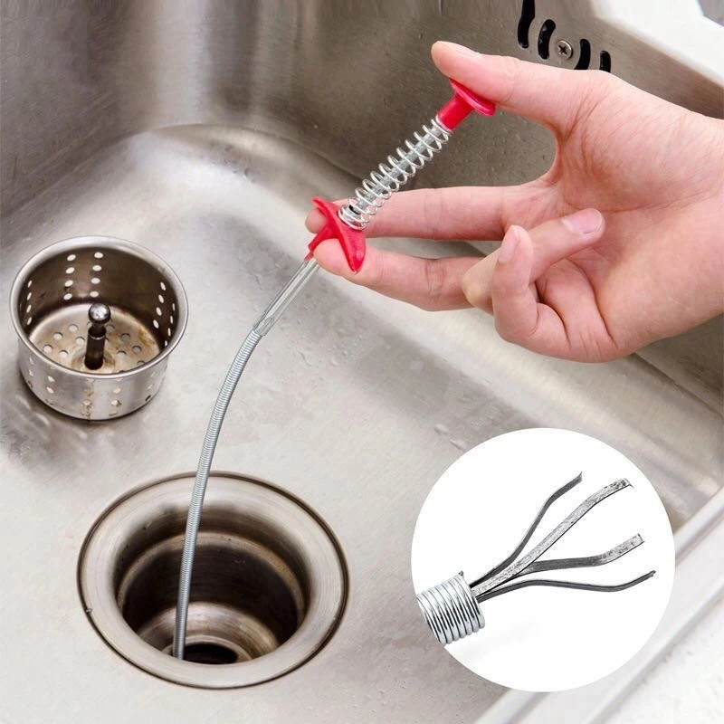 

90cm/60cm Spring Pipe Dredging Tool Drain Snake Sewer Dredge Pipeline Hook Clog Remover Cleaning Tool Household for Kitchen Sink