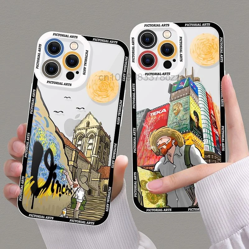 

2023 Trendy Van Gogh Oil Painting Ins Style Phone Case For Iphone 11/12/13/14promax 6/7P Xr Anti Falling Xs Color Painting 8plus
