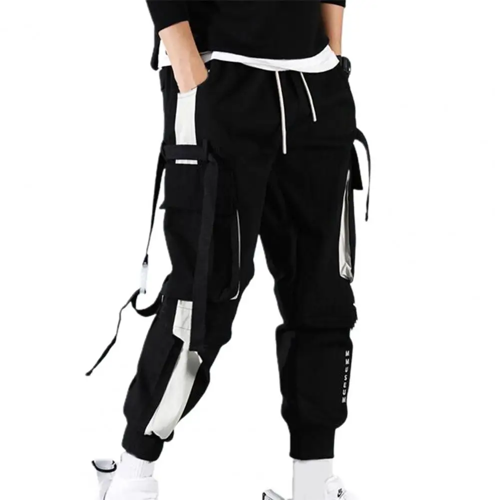 

Брюки-карго мужские с лентами и множеством карманов, классические брюки для бега, повседневные облегающие, уличная одежда, на весну