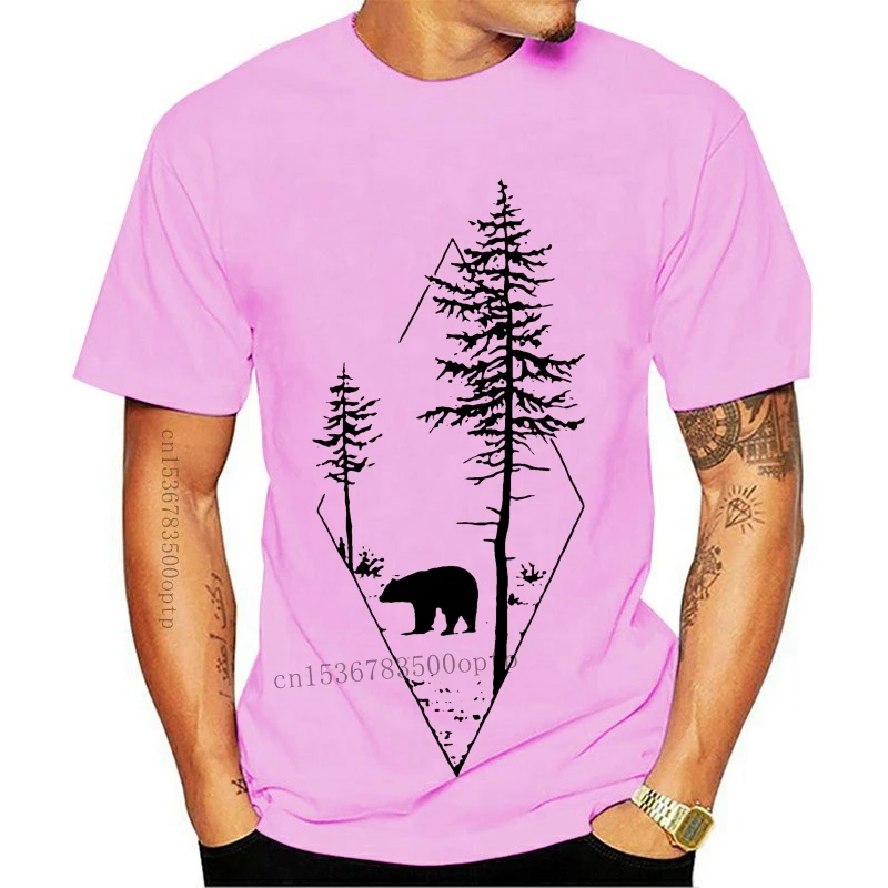 

Forest Bear Men T-Shirt Short Sleeve Casual T Shirt Hipster Black Bear Printed For Youth Middle-Age Old Age Tee Shirt