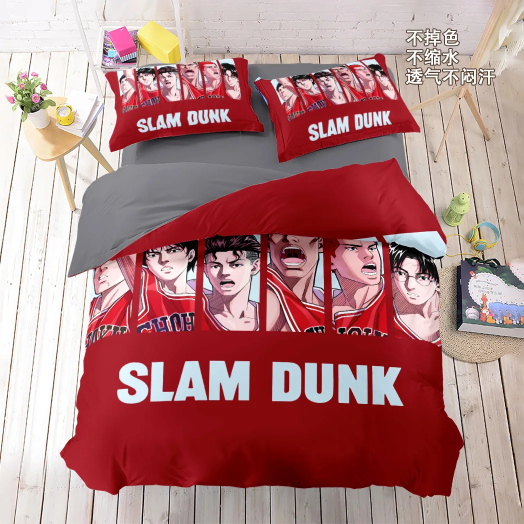 Фото Комплекты постельного белья с героями мультфильмов Slum-Dunk, пододеяльник с изображением баскетбола в стиле аниме, одеяло, подарок для девочек и мальчиков №2