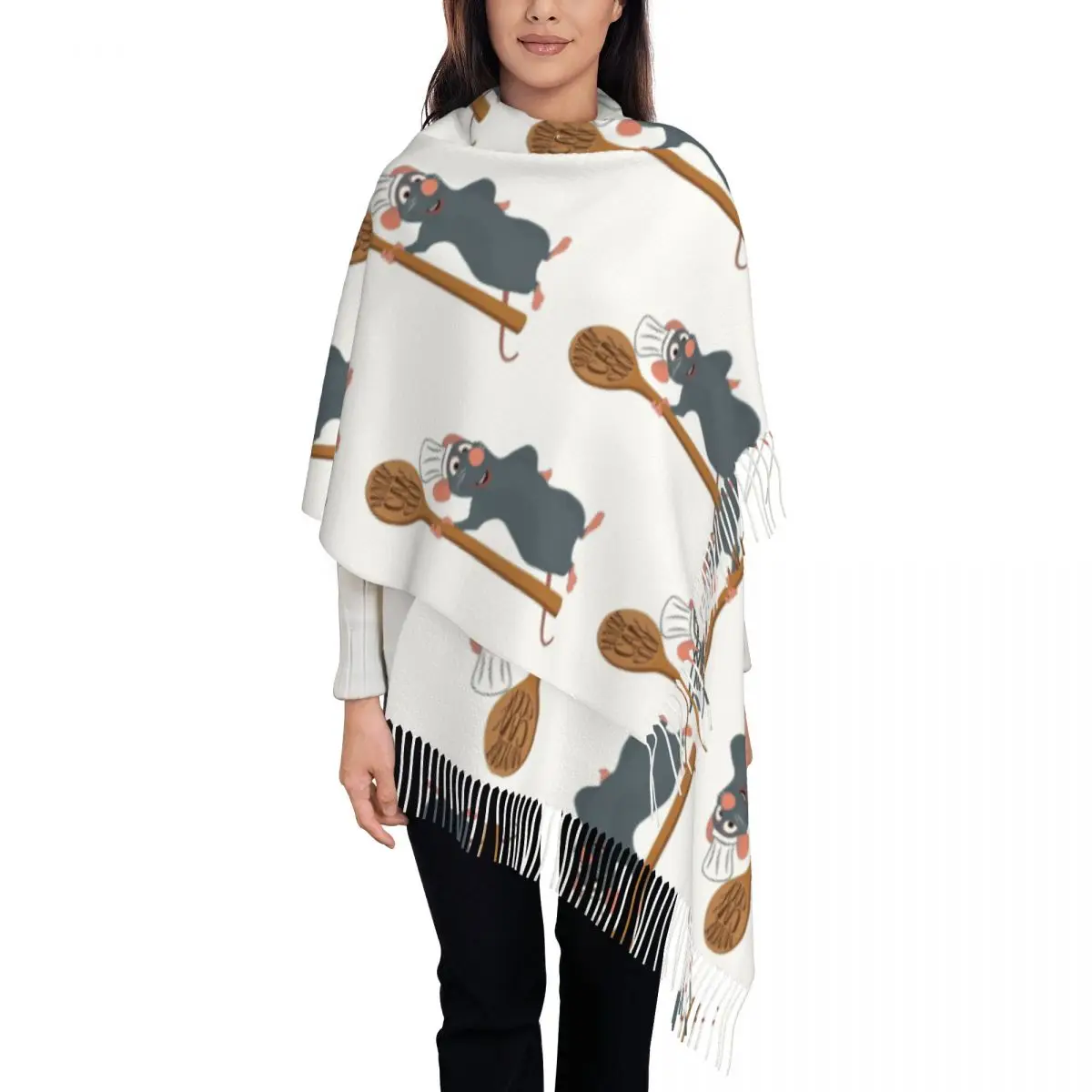 Ratatouille - Any Can Cook Remy Шарф с кисточками Шарфы для женщин Мягкие теплые шали и накидки