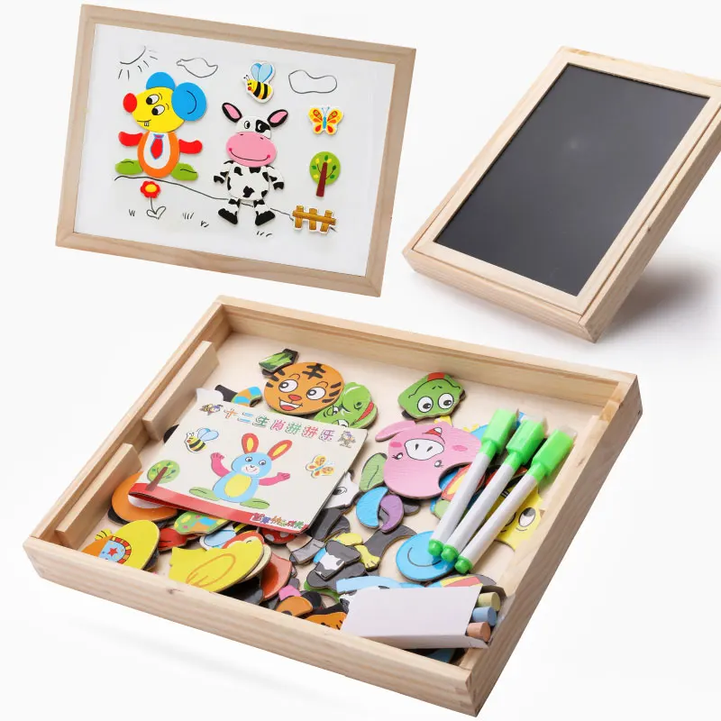 

Montessori Language Material Wooden Puzzles Magnetic Drawing Writing Board Learning Education Toys For Children 2-4 Years F0944H