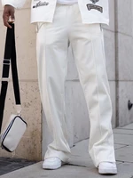 mens white trousers straight leg mans clothing pants aesthetic fashion slim trousers comfy korean version pants streetwear new