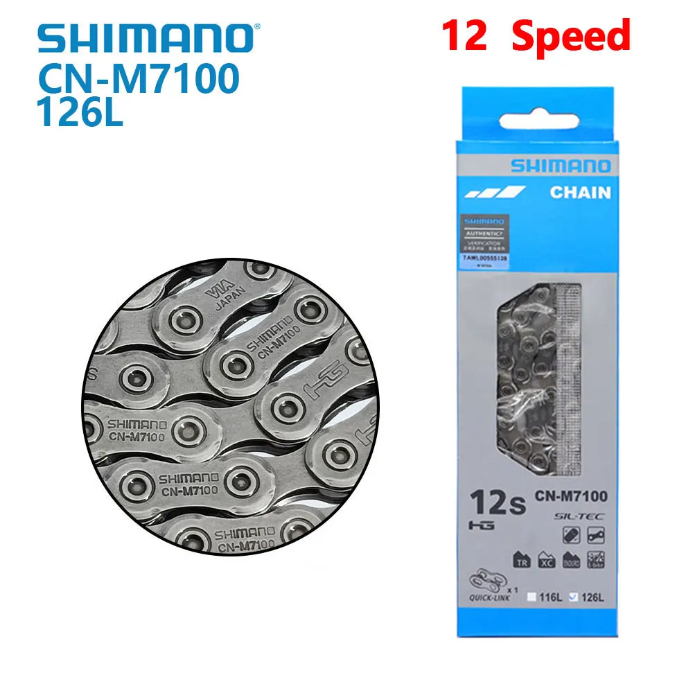 

Shimano DEORE SLX XT CN-M7100 Bike Chain 12 Speed Mountain Bicycle Chain 12V 126 Link MTB/Road Bike Chain with Quick Links Parts