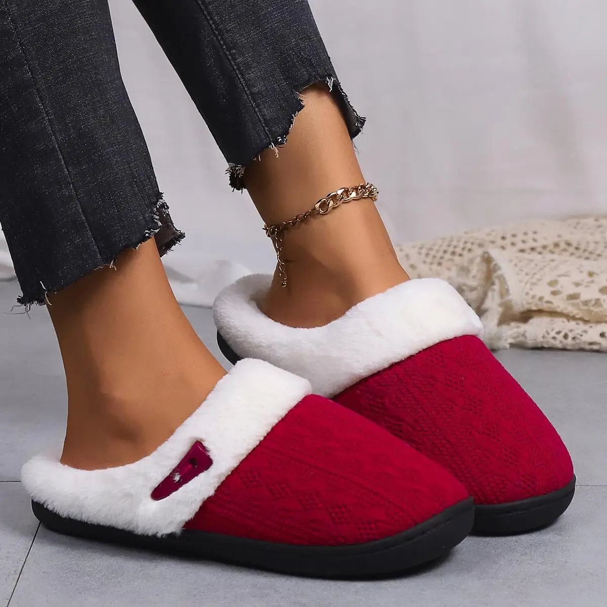 

2023Winter Cotton Slippers Baotou Warm Flat Slippers Home Daily Soft Non-slip Bottom House Shoes Women Men Couple Shoes Dropship