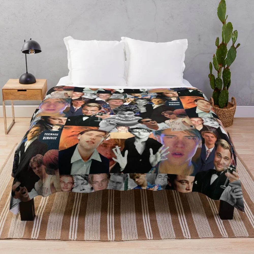 

Leonardo dicaprio collage throw blanket velo tecido de pelúcia cobertor macio rei flanela cobertor