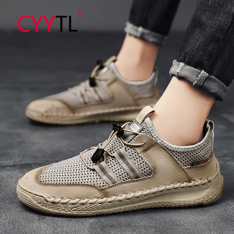 

CYYTL Summer Mid Tops Hiking Sneakers Casual Sports Mesh Breathable Slip on Walking Shoes Handmade Lightweight Driving Descalzo