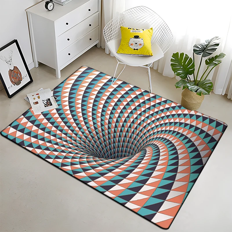 3D Stripe Grid Art Carpet for Living Room Rugs Camping Stranger Things Picnic Mat Anti-Slip Rug Yoga Mat Fans Gift