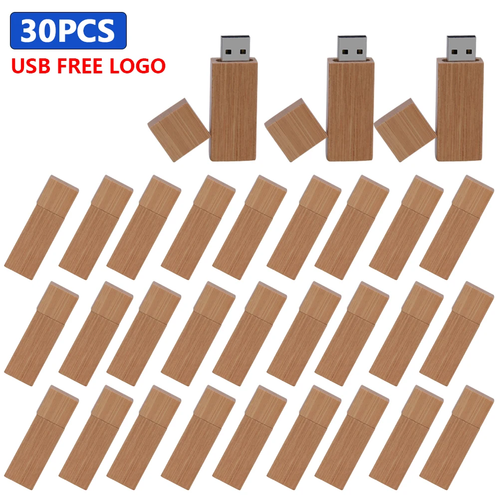 30pcs/lot Wood Small Gift USB 2.0 Flash Drive 4GB 8GB 16GB 32GB 64GB 128GB Pendrive Mini Creative Pen Drive USB Memory Stick