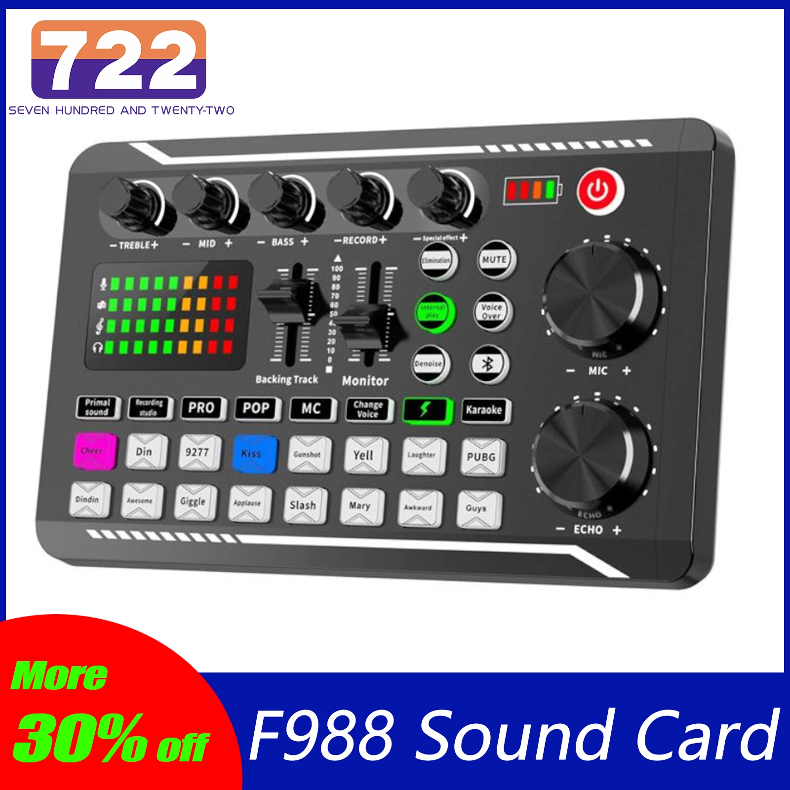 HOT SALL F998 Live Sound Card Audio Mixer Mobile Phone Voice Changer Karaoke for Broadcast Recording KTV Game Music PC Game