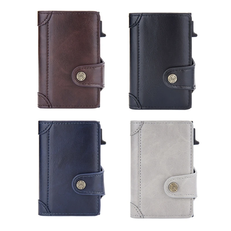 

Выдвижной бумажник из искусственной кожи с отделением для кредитных карт, многофункциональные тонкие бумажники с блокировкой RFID, защита для переднего кармана для мужчин