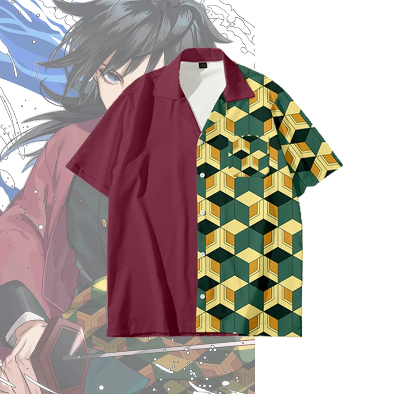 Костюм для косплея из аниме рассекающий демонов рубашка с коротким рукавом и